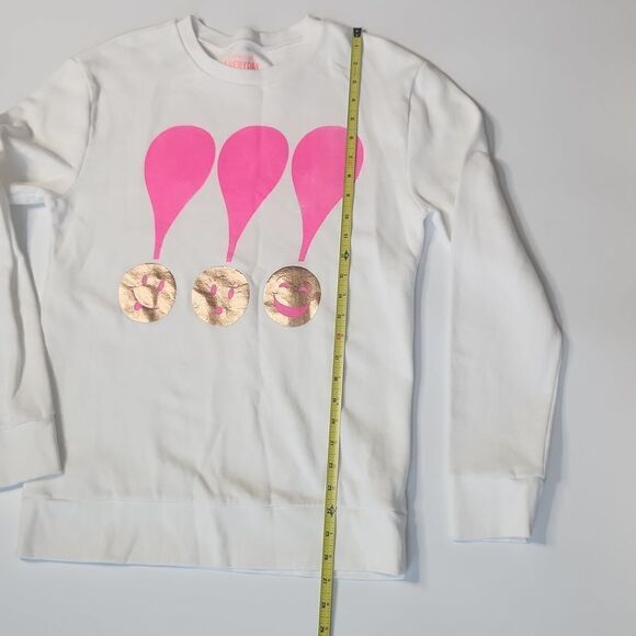 Crewcuts Everyday Girls Tween cozy white grahic pop color sweatshirt - Picture 7 of 9